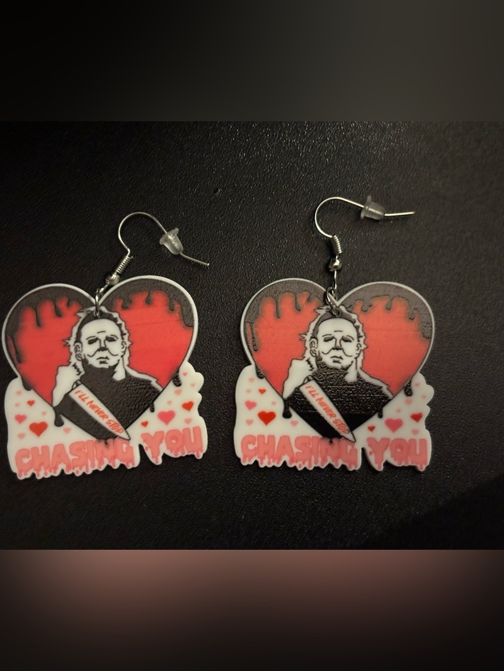 Michael Myers Earrings Heart Drip